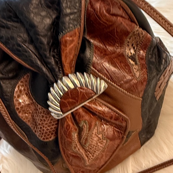 Sharif Vintage Made in the USA Elegant Genuine Leather Patchwork Crossbody 🔥🔥🔥 - Picture 2 of 16